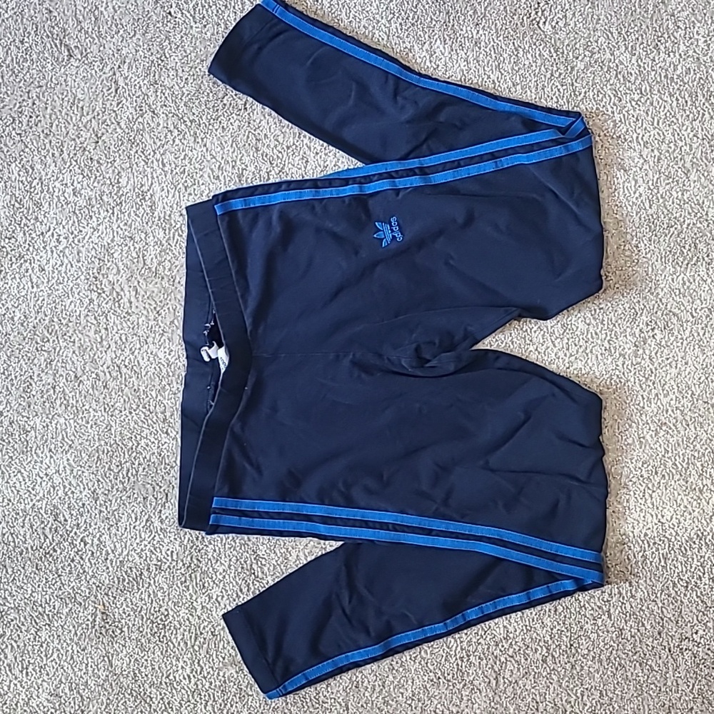 Blue Adidas Striped Leggings